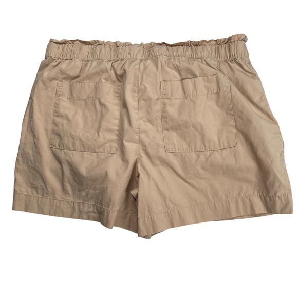 Loft Outlet Shorts Medium Tan 100% Cotton Paperbag Waist Drawstring 4" Inseam - Picture 3 of 5